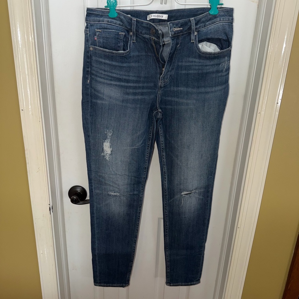 Vigoss Dark Wash Distressed Skinny Jeans